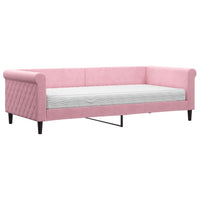 Divano Letto con Materasso-Sofa Letto-Daybed Rosa 90x200 cm in Velluto 181412
