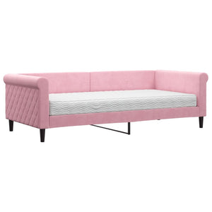 Divano Letto con Materasso Rosa 90x200 cm in Velluto