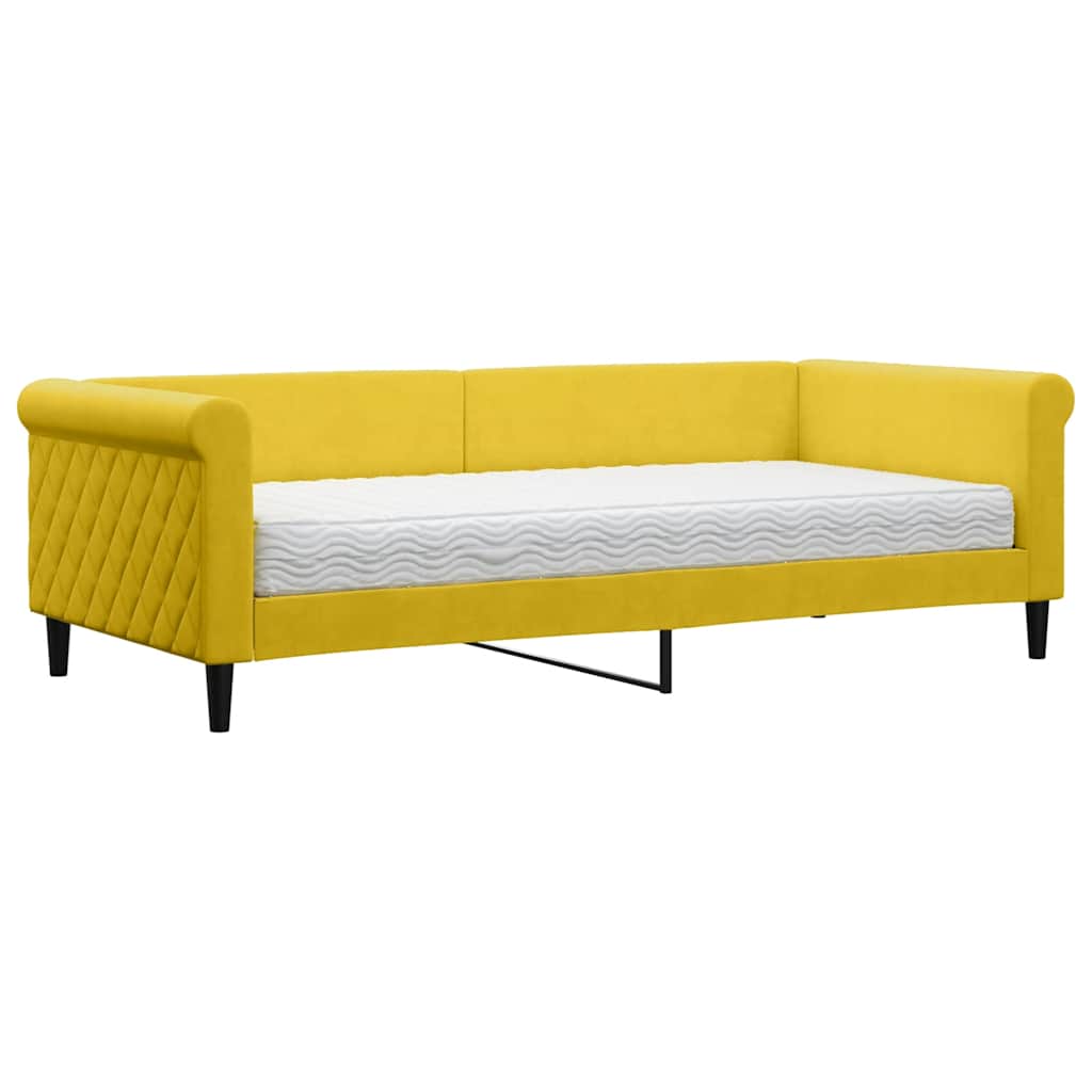 Divano Letto con Materasso-Sofa Letto-Daybed Giallo 90x200 cm in Velluto 788944