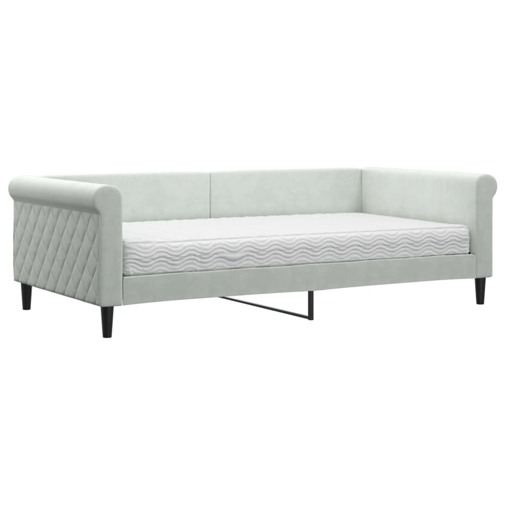 Divano Letto con Materasso-Sofa Letto-Daybed Grigio Chiaro 100x200 cm in Velluto 575346