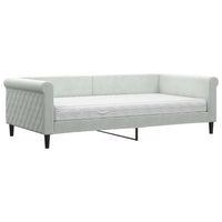 Divano Letto con Materasso-Sofa Letto-Daybed Grigio Chiaro 100x200 cm in Velluto 575346