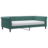 Divano Letto con Materasso Verde Scuro 100x200 cm in Velluto 3197756