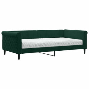 Divano Letto con Materasso-Sofa Letto-Daybed Verde Scuro 100x200 cm in Velluto 915050