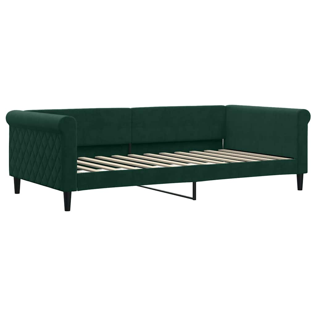 Divano Letto con Materasso-Sofa Letto-Daybed Verde Scuro 100x200 cm in Velluto 915050