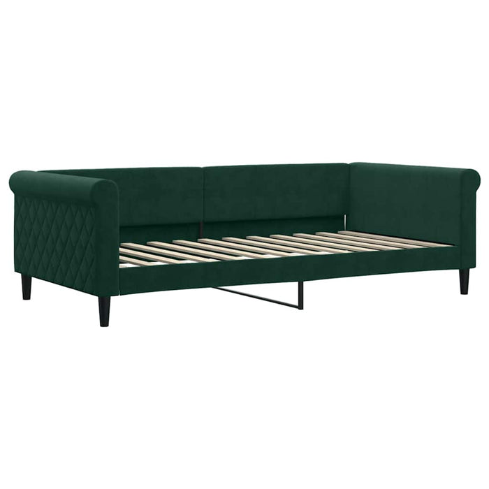Divano Letto con Materasso-Sofa Letto-Daybed Verde Scuro 100x200 cm in Velluto 915050