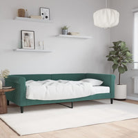 Divano Letto con Materasso Verde Scuro 100x200 cm in Velluto