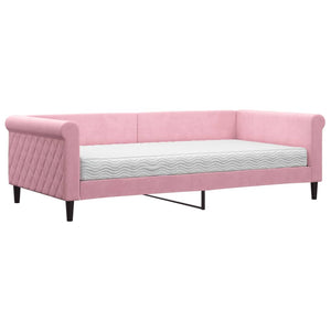 Divano Letto con Materasso Rosa 100x200 cm in Velluto 3197757