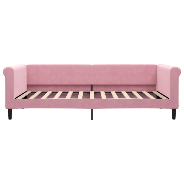 Divano Letto con Materasso Rosa 100x200 cm in Velluto