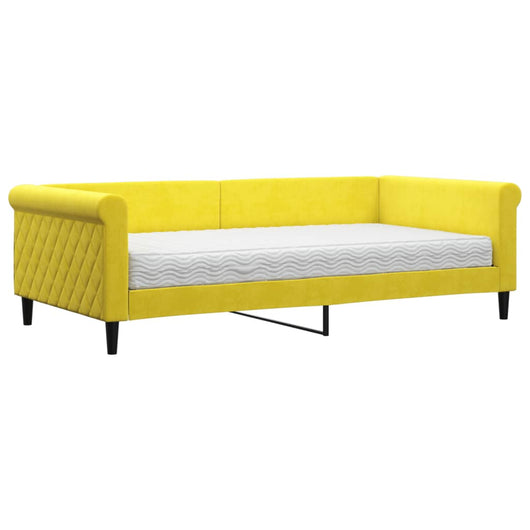 Divano Letto con Materasso Giallo 100x200 cm in Velluto 3197759