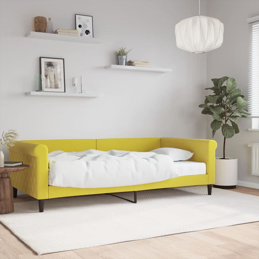 Divano Letto con Materasso Giallo 100x200 cm in Velluto 3197759