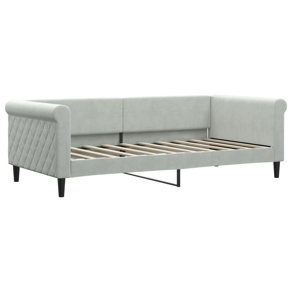 Divano Letto con Materasso-Sofa Letto-Daybed Grigio Chiaro 90x190 cm in Velluto 129094