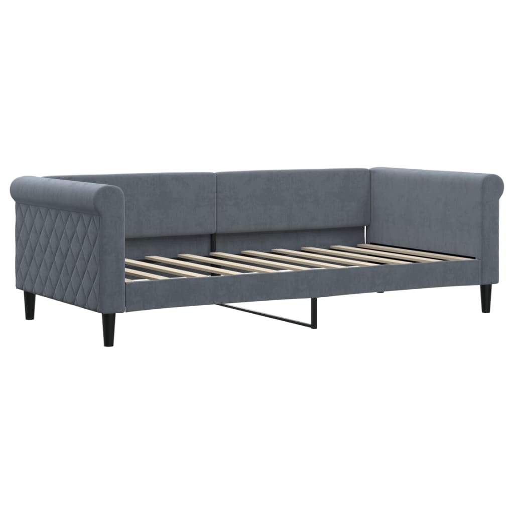 Divano Letto con Materasso-Sofa Letto-Daybed Grigio Scuro 90x190 cm in Velluto 508098
