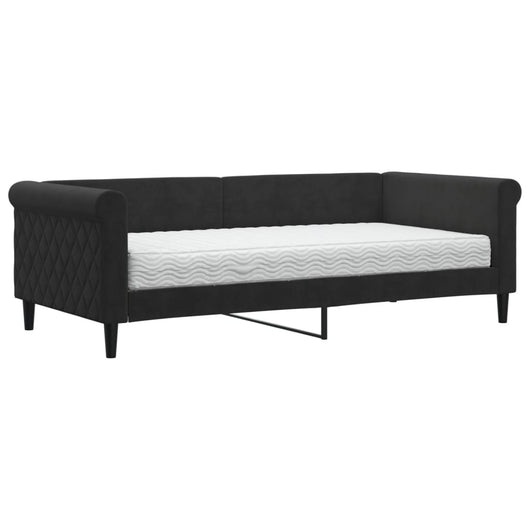 Divano Letto con Materasso Nero 90x190 cm in Velluto 3197762