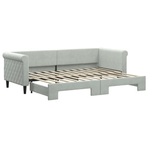 Divano Letto con Letto Estraibile Grigio Chiaro 80x200 Velluto