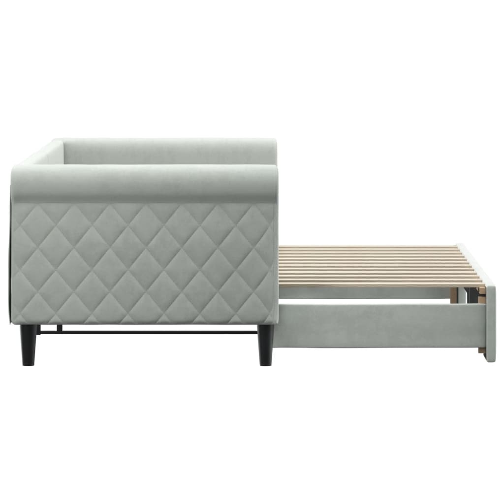 Divano Letto con Letto Estraibile Grigio Chiaro 80x200 Velluto 3197764
