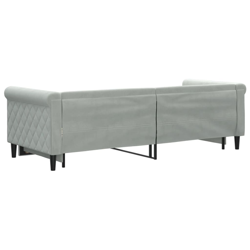 Divano Letto con Letto Estraibile Grigio Chiaro 80x200 Velluto