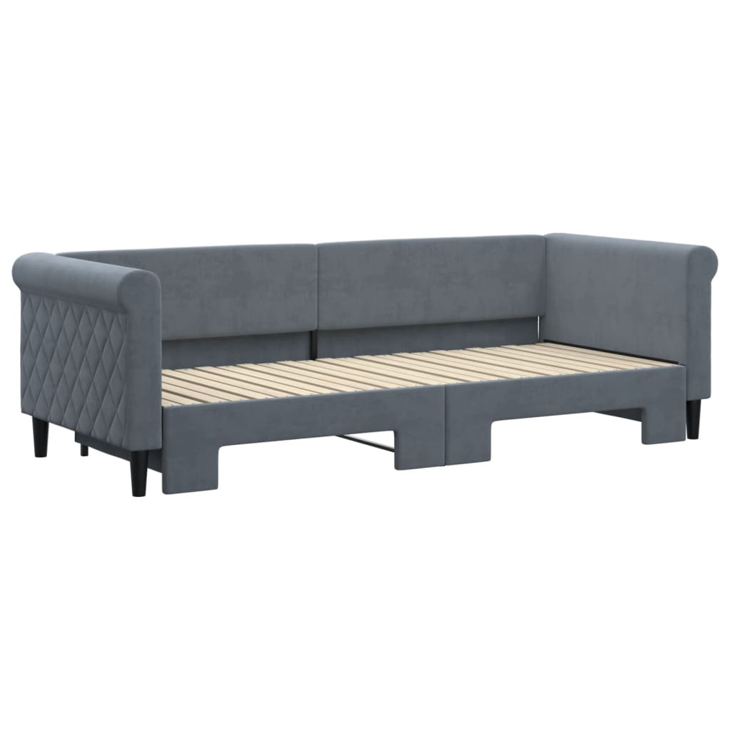 Divano Letto con Letto Estraibile Grigio Scuro 80x200cm Velluto 3197765