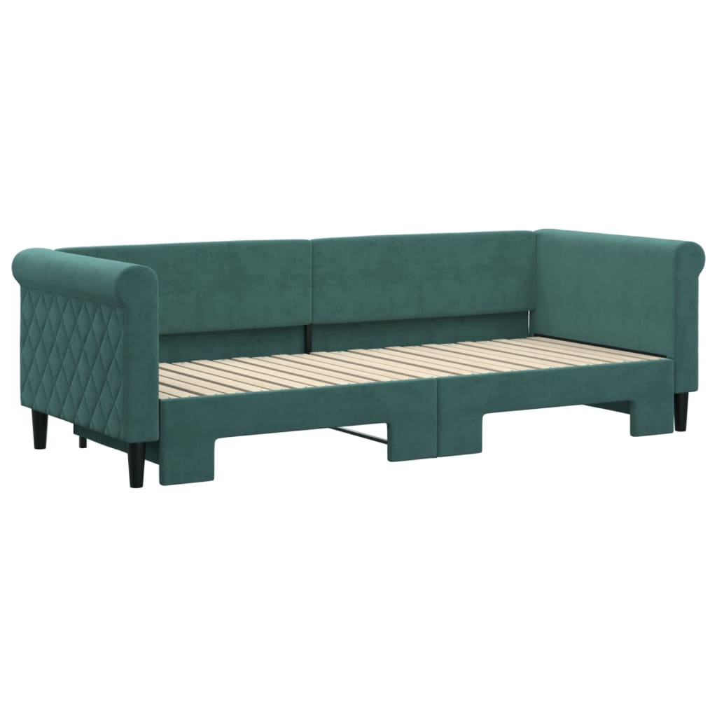 Divano Letto con Letto Estraibile Verde Scuro 80x200cm Velluto 3197766