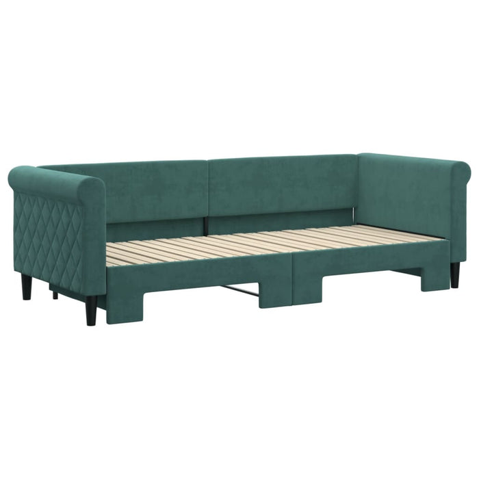 Divano Letto con Letto Estraibile Verde Scuro 80x200cm Velluto 3197766