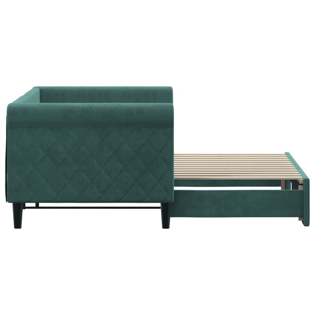 Divano Letto con Letto Estraibile Verde Scuro 80x200cm Velluto