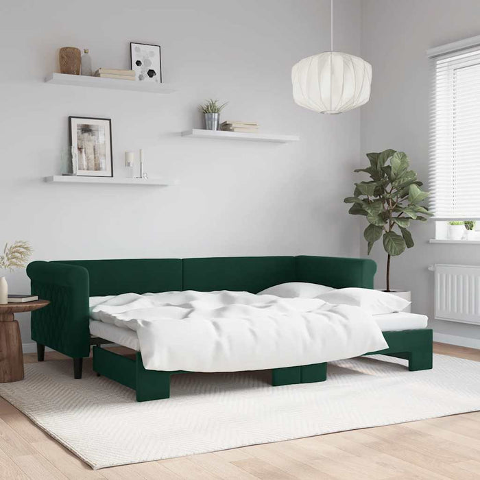 Divano Letto con Letto Estraibile-Sofa Letto-Daybed Verde Scuro 80x200cm Velluto 611137