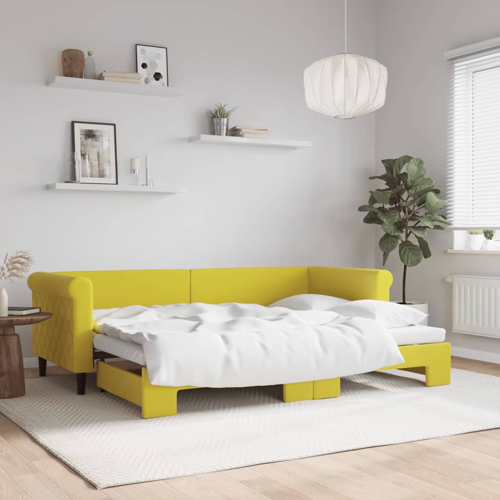 Divano Letto con Letto Estraibile Giallo 80x200 cm in Velluto 3197769