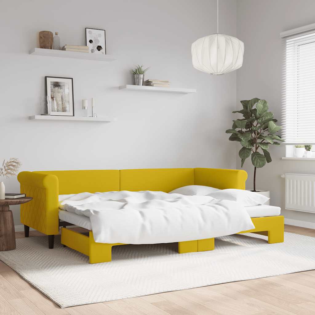 Divano Letto con Letto Estraibile-Sofa Letto-Daybed Giallo 80x200 cm in Velluto 629550