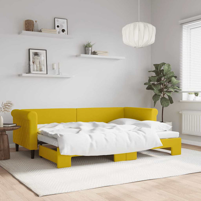 Divano Letto con Letto Estraibile-Sofa Letto-Daybed Giallo 80x200 cm in Velluto 629550