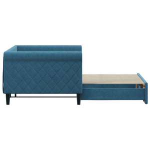 Divano Letto con Letto Estraibile Blu 90x200 cm in Velluto