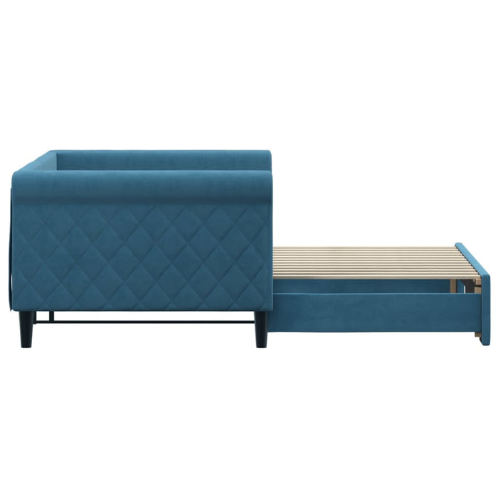 Divano Letto con Letto Estraibile Blu 90x200 cm in Velluto