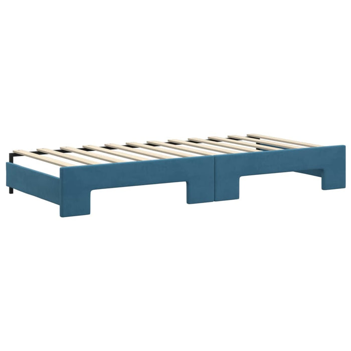 Divano Letto con Letto Estraibile Blu 90x200 cm in Velluto