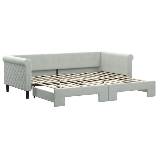 Divano Letto con Letto Estraibile-Sofa Letto-Daybed Grigio Chiaro 90x200 Velluto 325635