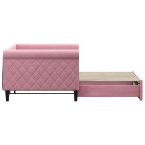 Divano Letto con Letto Estraibile Rosa 90x200 cm in Velluto
