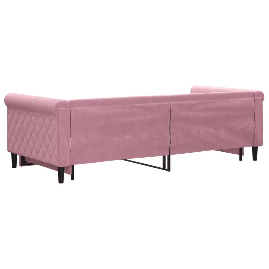 Divano Letto con Letto Estraibile Rosa 90x200 cm in Velluto