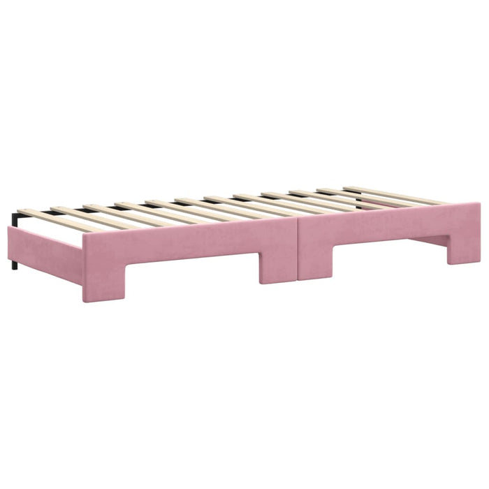 Divano Letto con Letto Estraibile Rosa 90x200 cm in Velluto