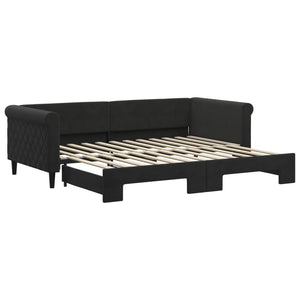 Divano Letto con Letto Estraibile Nero 90x200 cm in Velluto 3197775