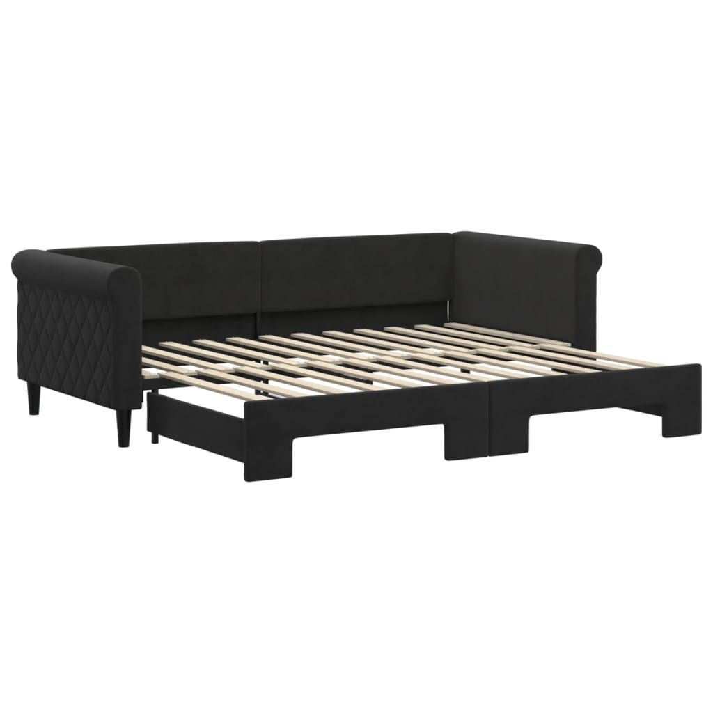 Divano Letto con Letto Estraibile-Sofa Letto-Daybed Nero 90x200 cm in Velluto 714882