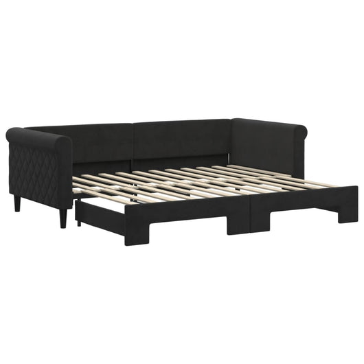 Divano Letto con Letto Estraibile-Sofa Letto-Daybed Nero 90x200 cm in Velluto 714882