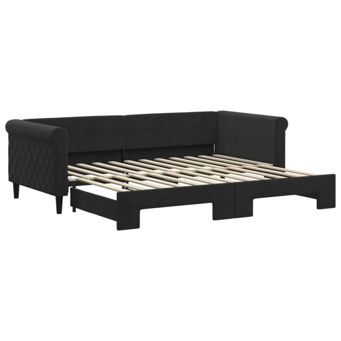 Divano Letto con Letto Estraibile-Sofa Letto-Daybed Nero 90x200 cm in Velluto 714882