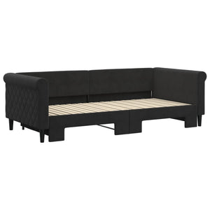Divano Letto con Letto Estraibile-Sofa Letto-Daybed Nero 90x200 cm in Velluto 714882