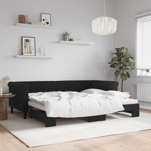 Divano Letto con Letto Estraibile-Sofa Letto-Daybed Nero 90x200 cm in Velluto 714882