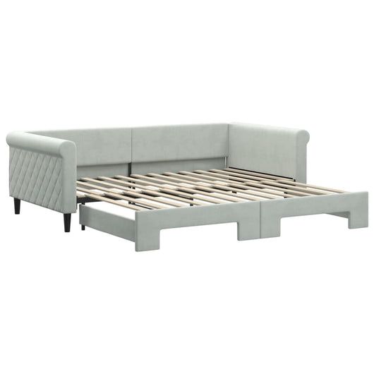 Divano Letto con Letto Estraibile Grigio Chiaro 100x200 Velluto 3197778