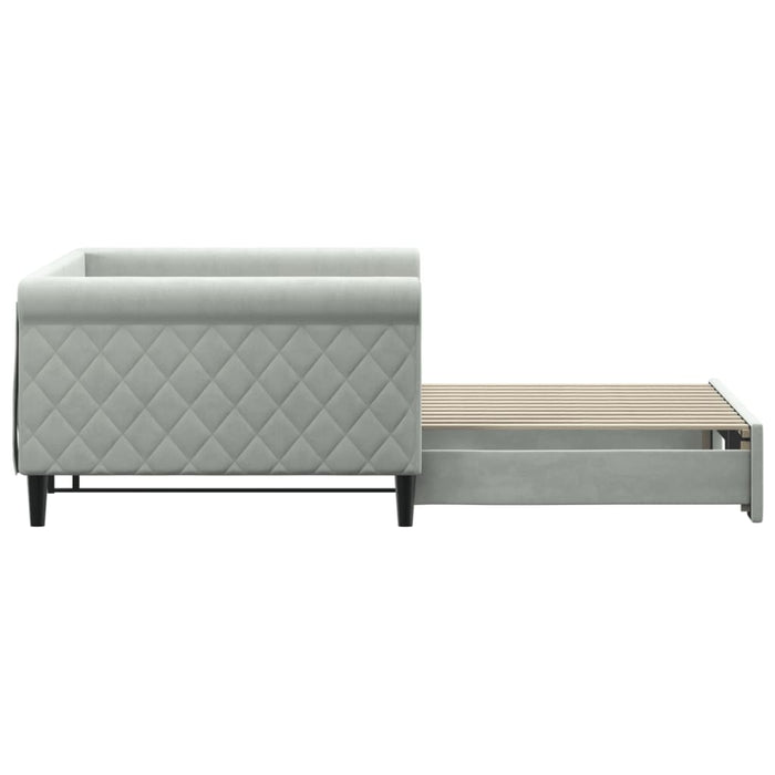 Divano Letto con Letto Estraibile Grigio Chiaro 100x200 Velluto