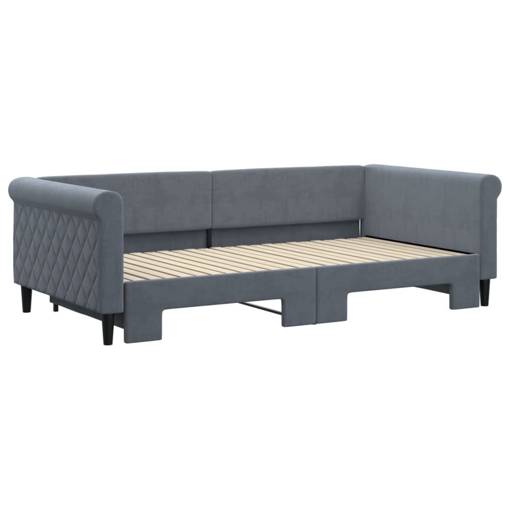 Divano Letto con Letto Estraibile Grigio Scuro 100x200 Velluto 3197779