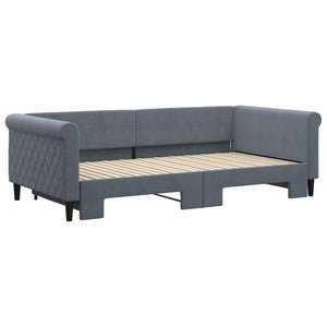 Divano Letto con Letto Estraibile Grigio Scuro 100x200 Velluto 3197779