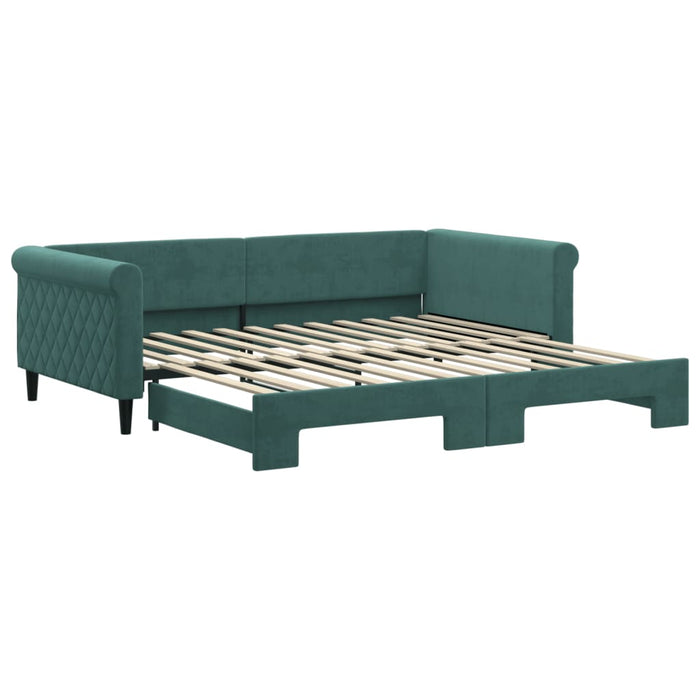 Divano Letto con Letto Estraibile Verde Scuro 100x200cm Velluto 3197780