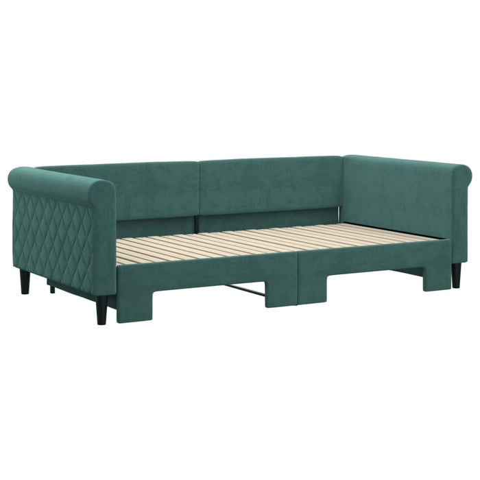 Divano Letto con Letto Estraibile Verde Scuro 100x200cm Velluto 3197780