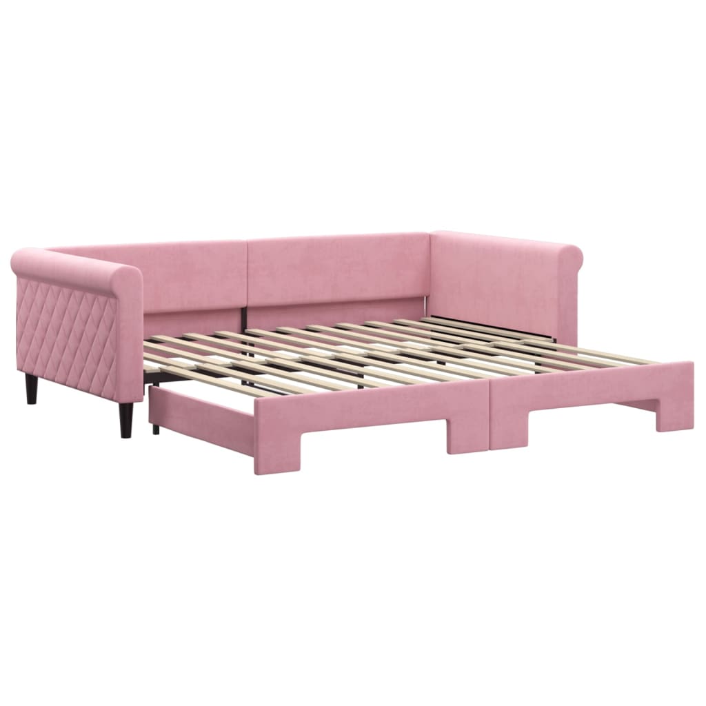 Divano Letto con Letto Estraibile Rosa 100x200 cm in Velluto 3197781