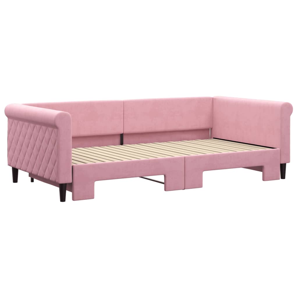 Divano Letto con Letto Estraibile Rosa 100x200 cm in Velluto