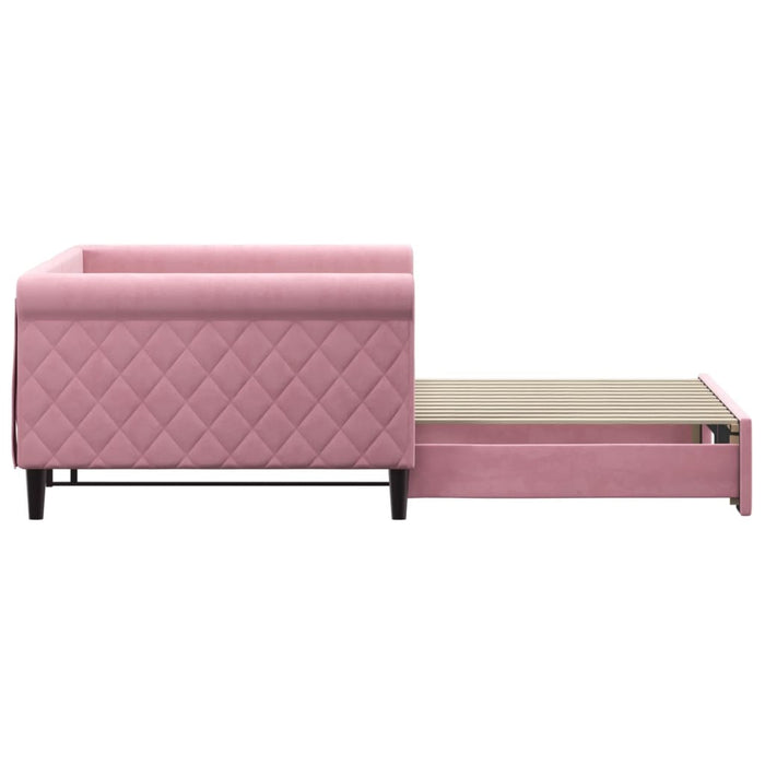 Divano Letto con Letto Estraibile Rosa 100x200 cm in Velluto 3197781